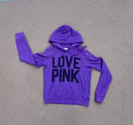 EUC Victoria’s Secret PINK Hoodie Sweater, purple, “Love Pink”, size medium