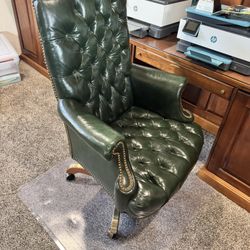 High end leather quilted home. office chairs with hardwood legs.