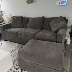 Grey 86" Fabric Sofa, from Macy's with matching ottoman
