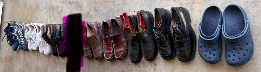 DRESS SHOES, LEATHER BOOTS- JCREW, banana republic dress shoes, running shoes mizuno, Reebok, crocs and everything in between