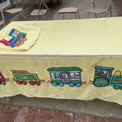 Child, Twin Size Hand Appliquéd choo-choo train bedspread