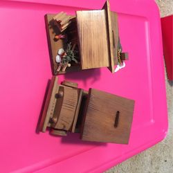 Vintage Wooden Coin Bank, Lot of 2 