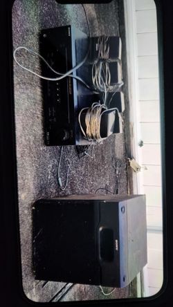 5 small speakers, receiver. And subwoofer combo