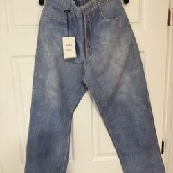 Bottega Veneta Denim Print Leather Jeans Size 34 