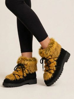 Get ready for winter:)Brand new!
Yellow fur trim leather boots.
Women’s Size 8 (39).