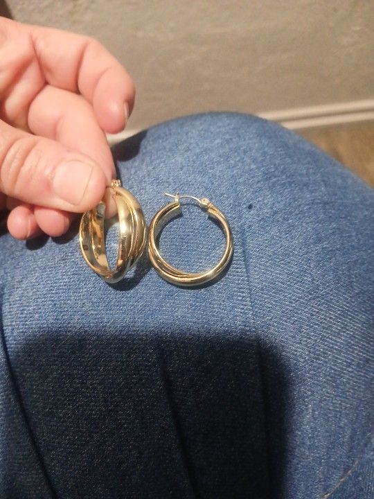 14k Double Hoop Earrings Medium