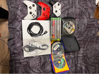 Microsoft Xbox One S Bundle with 3 Controllers and 6 Games in cases & 20 loose