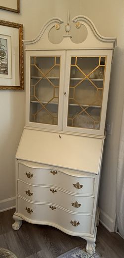  Vintage Chippendale Style Secretary Desk Refinished And Painted 
