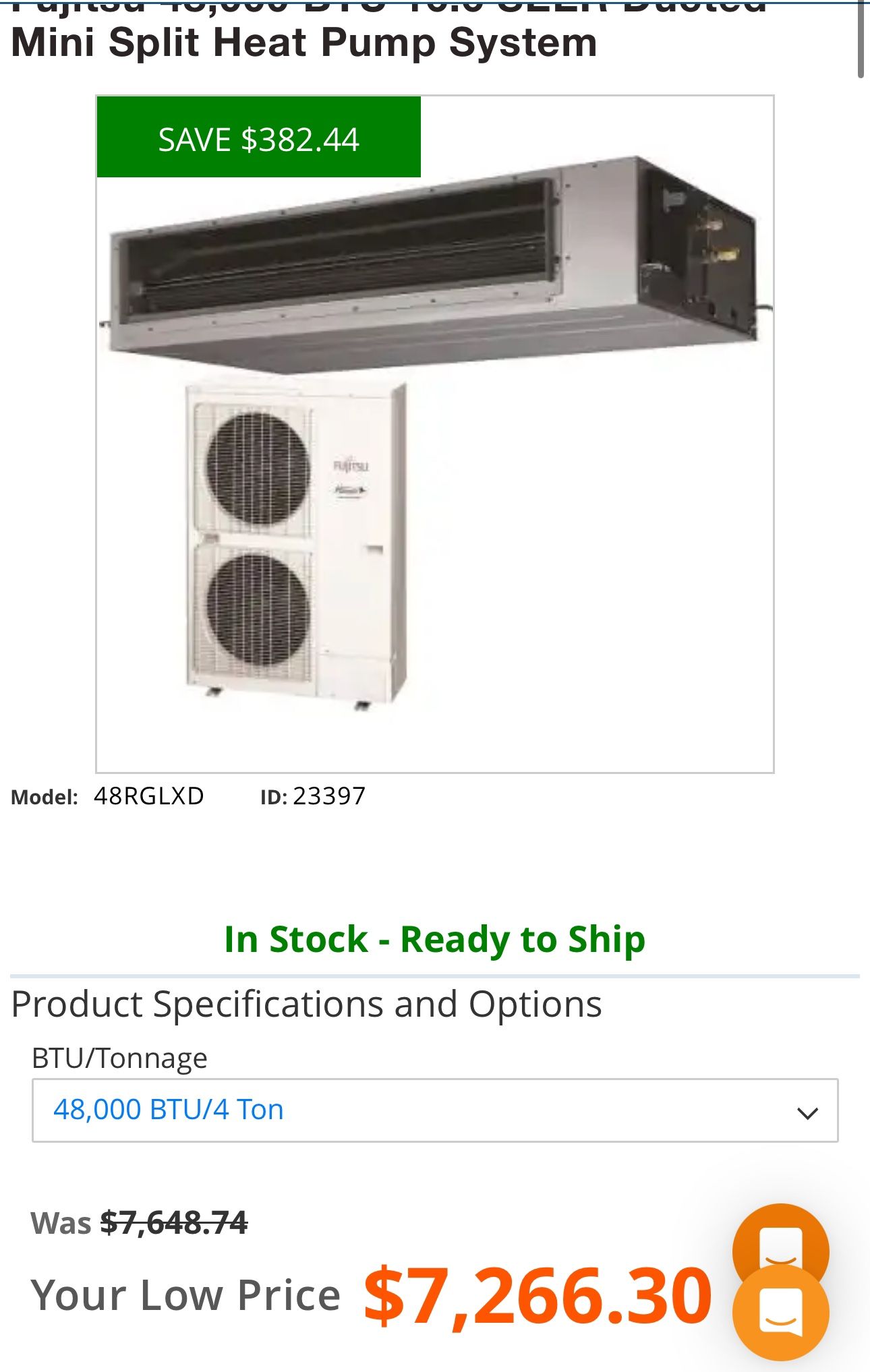 4 Ton 16 Seer Ducted Mini Split