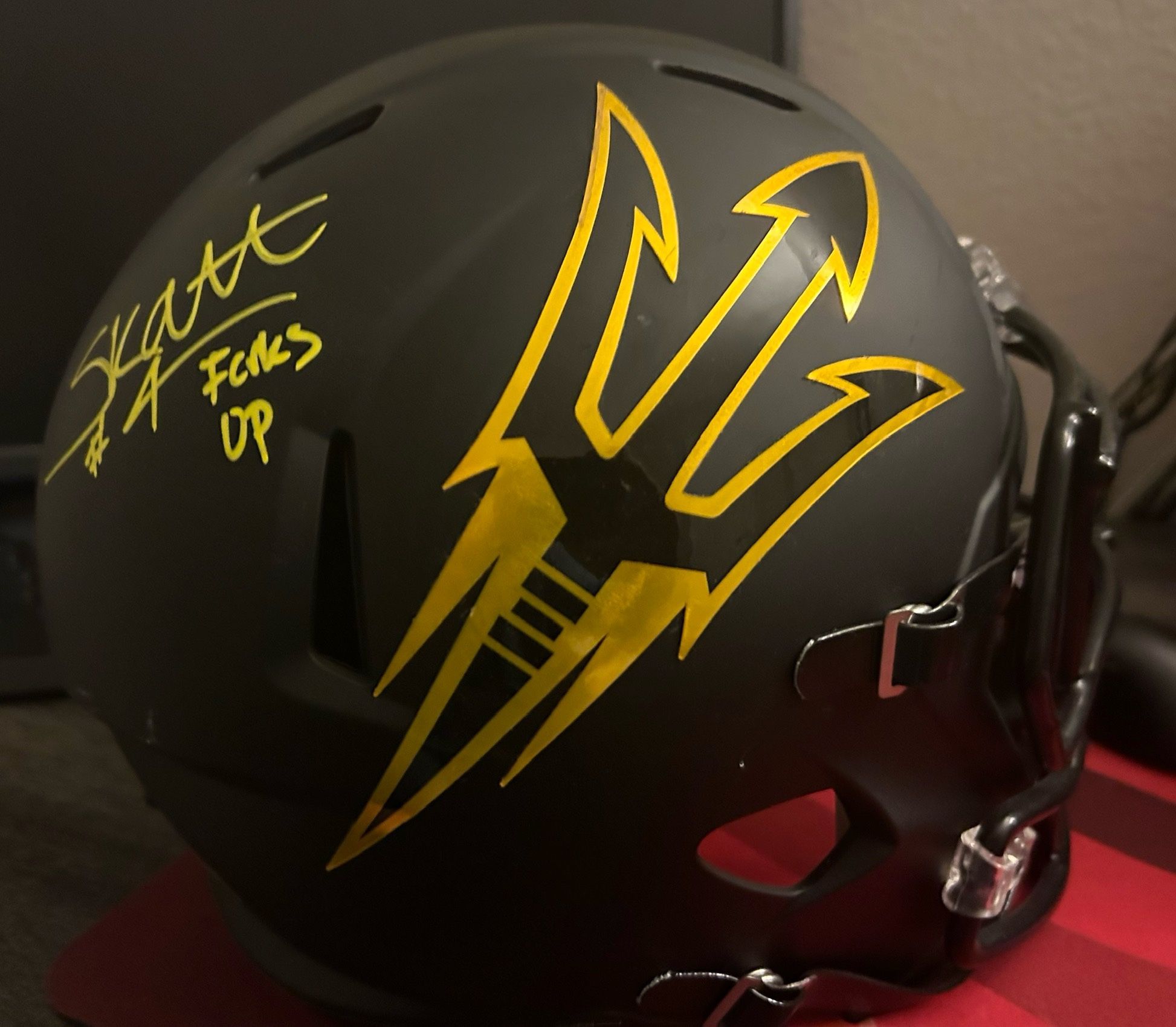 Cameron Skattebo Signed Arizona State Sundevils Full-Size Speed Helmet Inscribed "Forks Up!"