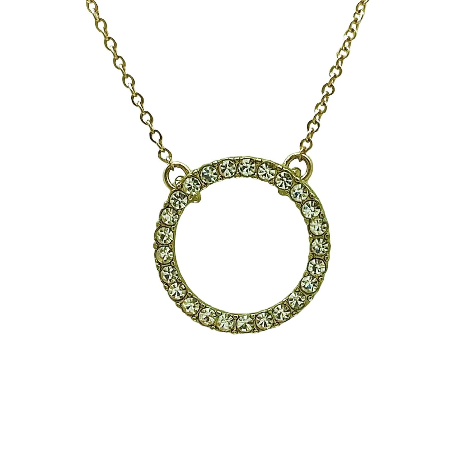 Loft Minimalist Pave Circle Pendant Necklace, Gold Plated Metal, Delicate Choker
