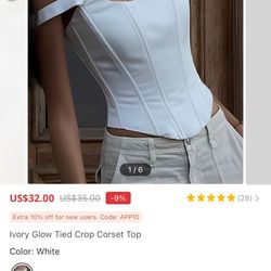Ivory glow tied Crop Corset Top