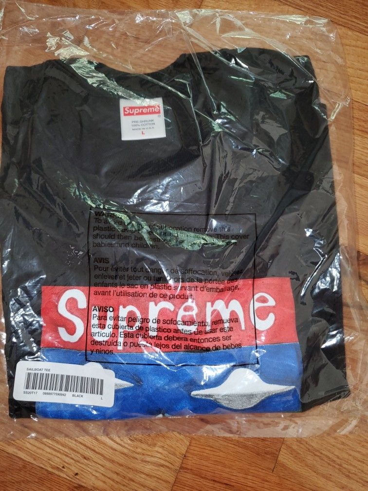 Men's Large Supreme Sailboat Tee Shirt Black SS20