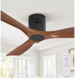 🔥 NEW 52” Walnut Ceiling Fan w/ Remote - Modern Flush Mount DEAL!