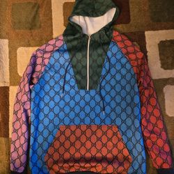 BRAND NEW -Multicolor Double G Alphabet Pattern Pride Rainbow Hoodie Mens SIZE: XL