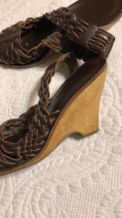 Michael Kors brown leather wedges size 6