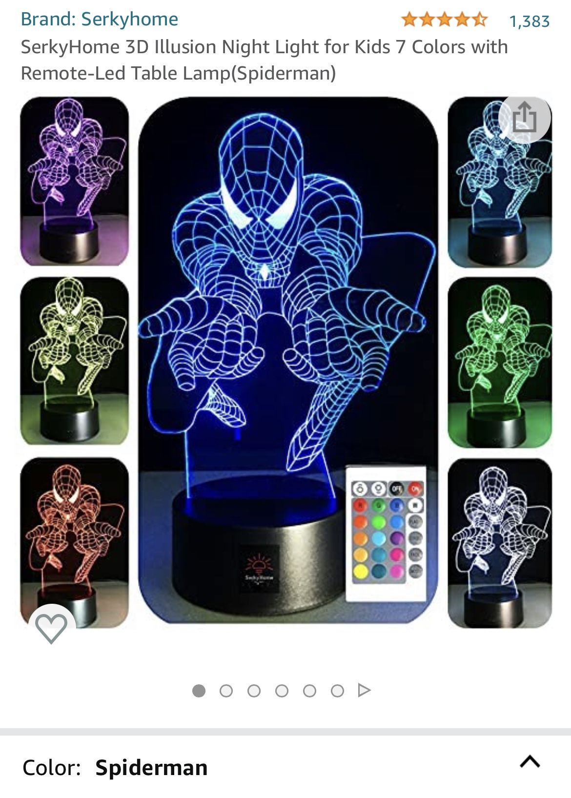 3D Spider-Man Illusion Night Light