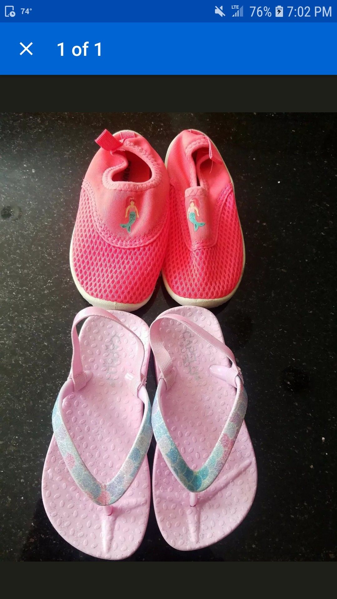 Toddler girl size 8 water shoes and flip flops
