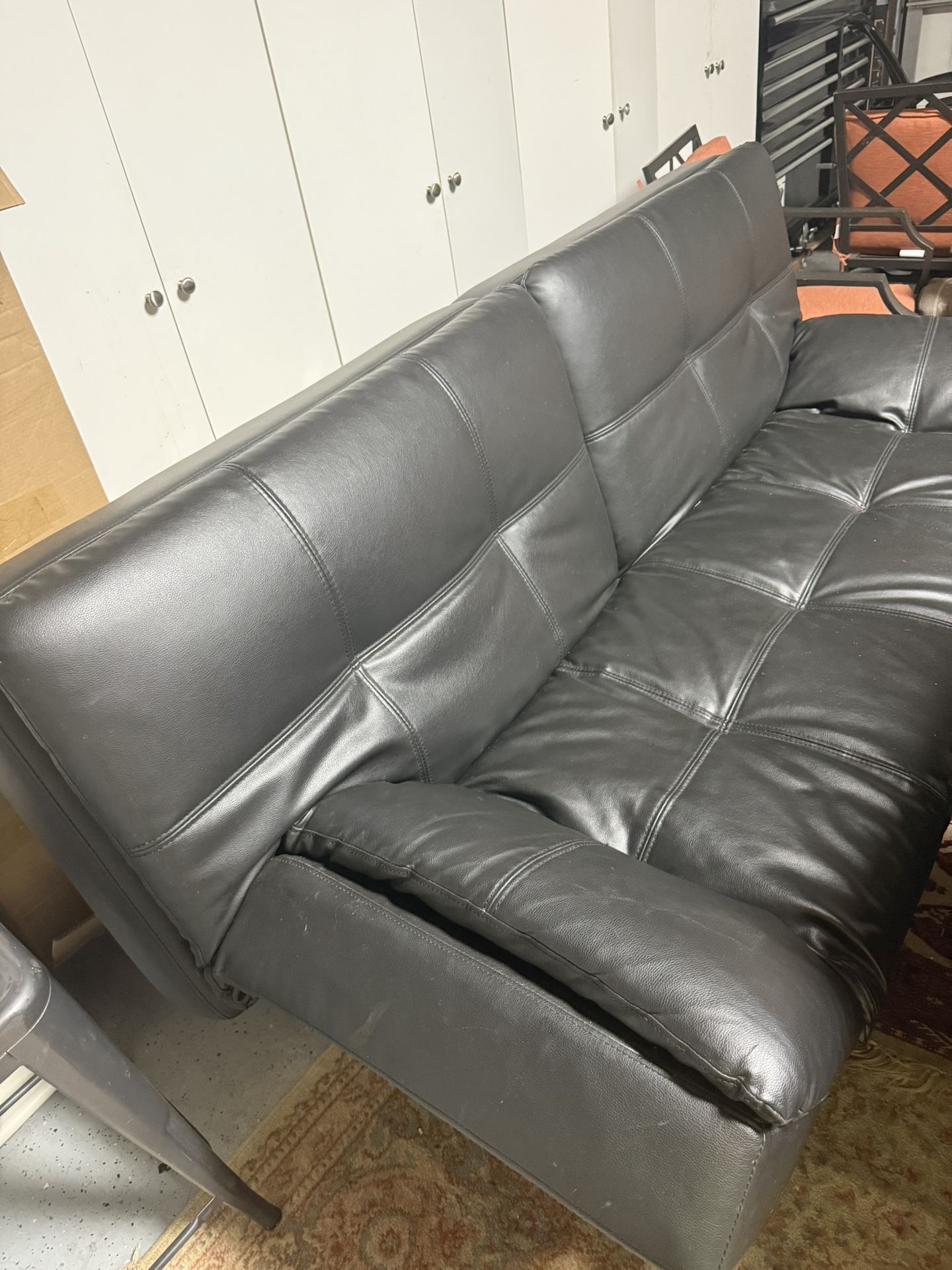 Black Faux Leather Sofa