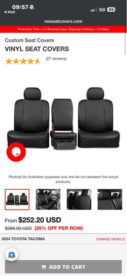 Custom seat covers for 4th gen Tacoma