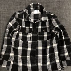 Old Navy Black Plaid Flannel Shacket