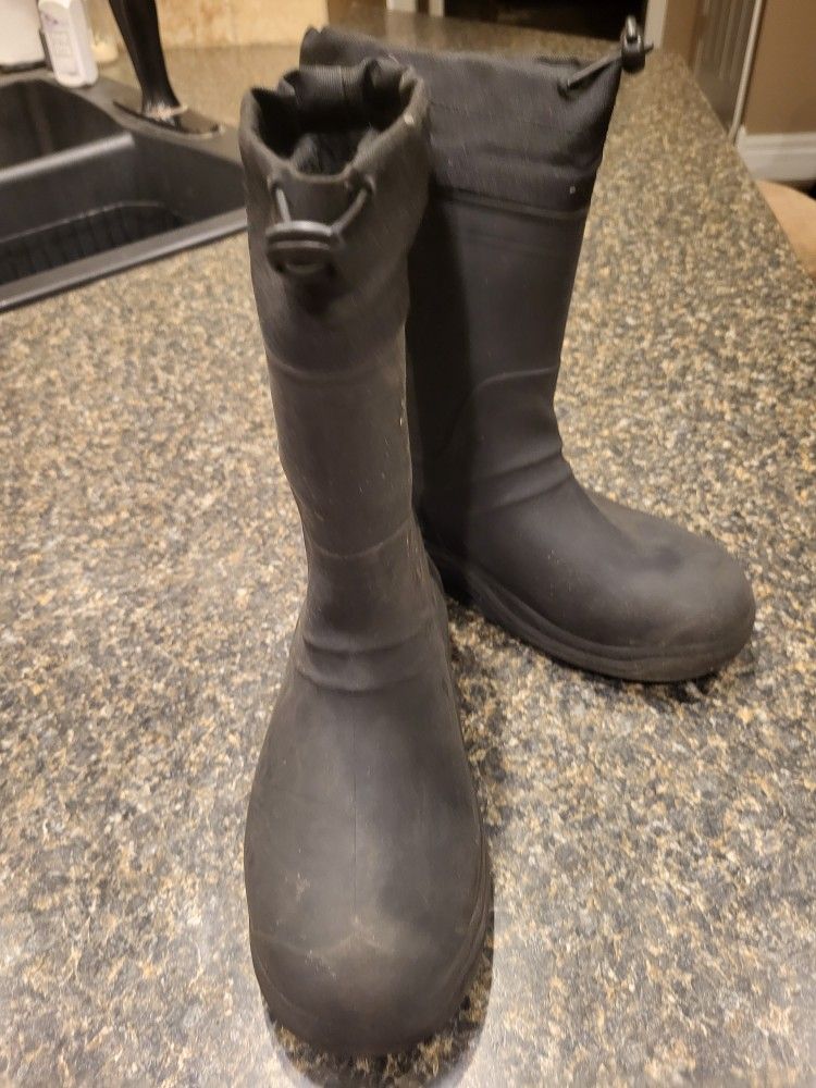 Youth size 2 (adult sizing) black shin-high wader boots