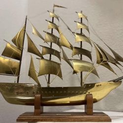 Vintage Brass Sailing Ship Mode..