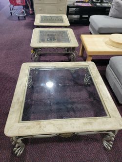 Stone Coffee/Side Table Set