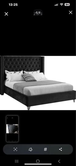 Suede King bed Frame