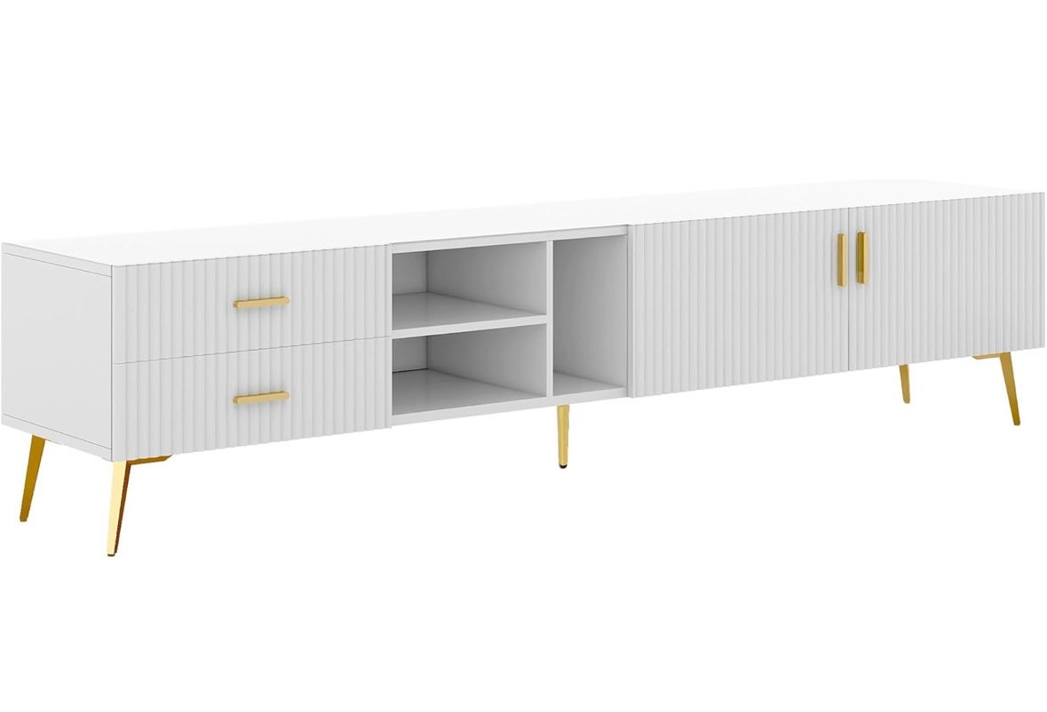 SPOFLYINN TV Stand with 4 Invisible Storage Spaces