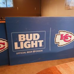 Huge Bud LIGHT 5FT X 8FT AD SIGN WITH CHIEFS EMBLEM