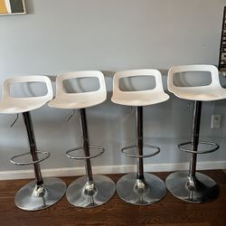4 White Bar Stools
