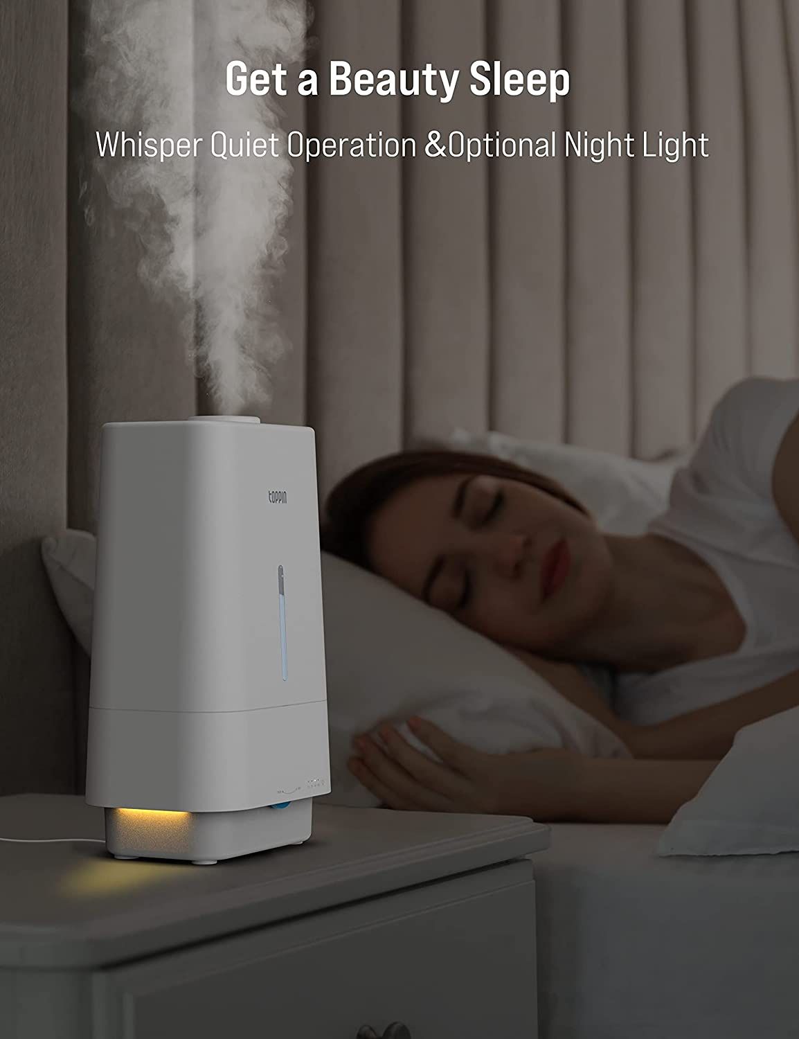Humidifiers for Bedroom with Essential Oils - Top Fill Cool Mist Humidifiers - 4.5L Super Quiet Auto Shut-off Air Humidifier with Timer & Nightlight