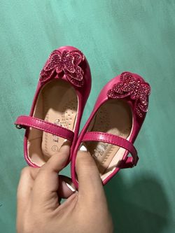 Toddler Girl Pink Mary Jane Flats with Glitter Flower