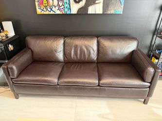 Brown Leather 3-Seat Sofa