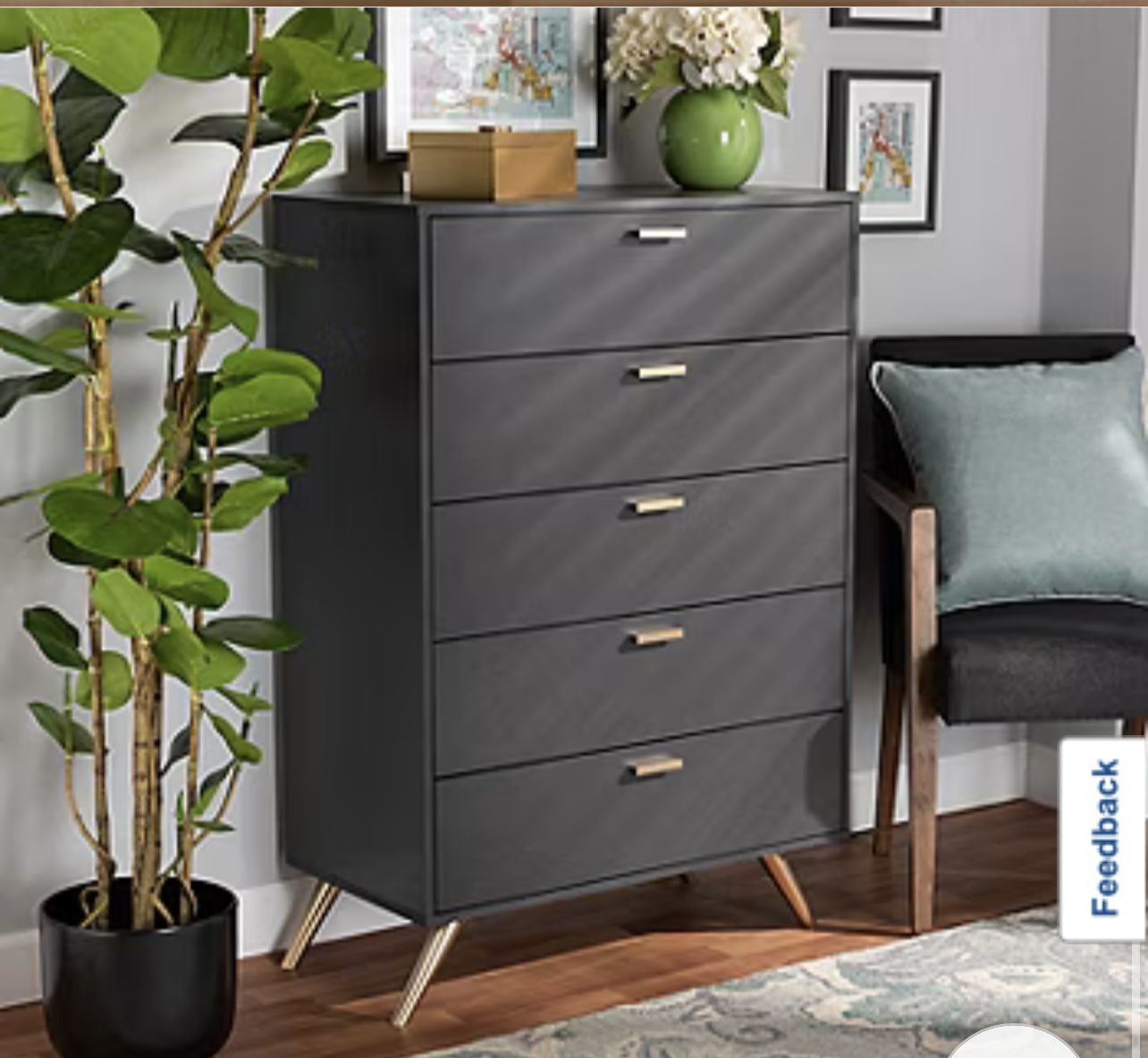 Dark grey 5-drawer Chest