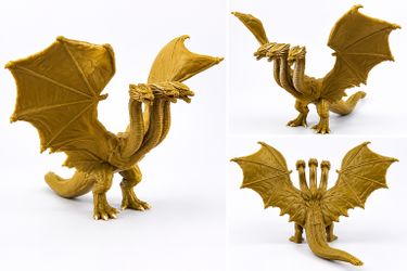 Vintage 3-Headed Dragon Monster Figure Kaiju Ghidorah Style Toy
