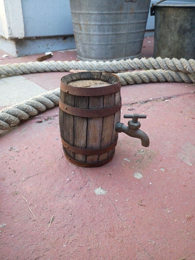 Vintage Barrel with All Brass Water Spigot