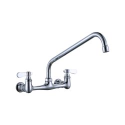 Commercial Faucet with 14 in. Swivel Spout, Double Handle Wall Mounted Standard Kitchen Faucet in Polished Chrome
