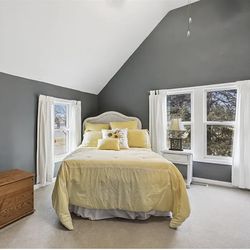 Wicker Headboard and Bed Frame, Nightstand, Full size Mattress, Box Spring, and Yellow Comforter Set