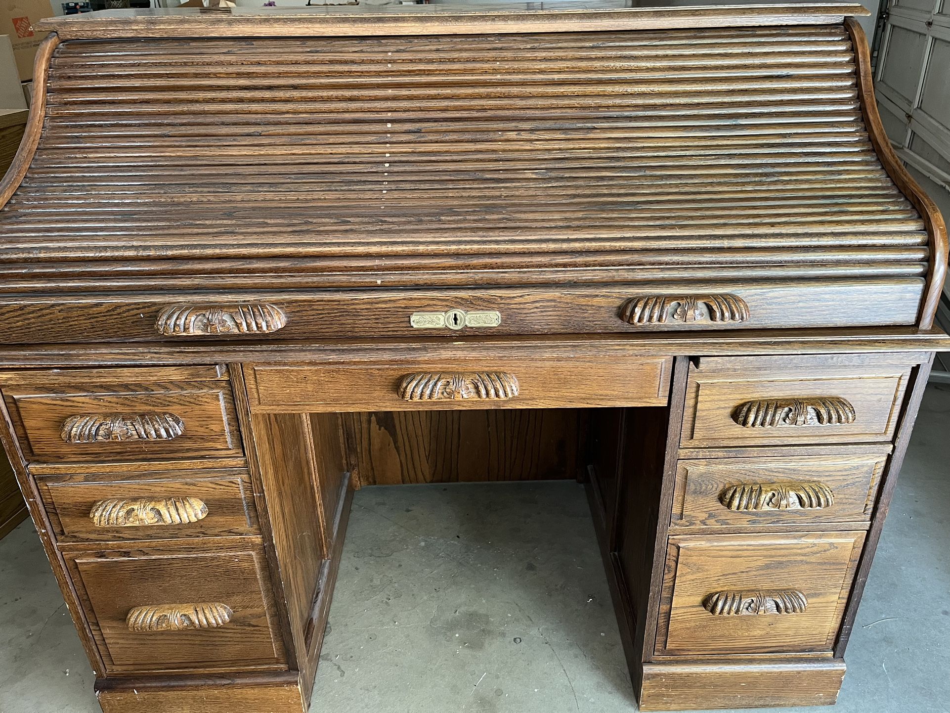 Wood Roll Top Desk
