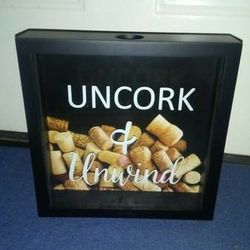 Uncork & Unwind Shadow Box! Put Corks Inside! Brand New! 