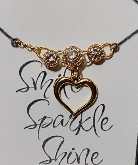 14k Gp Heart Charm CrystL Quartz Necklace