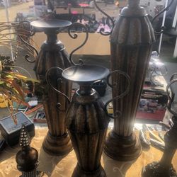 Three Big Tall Candle Holders