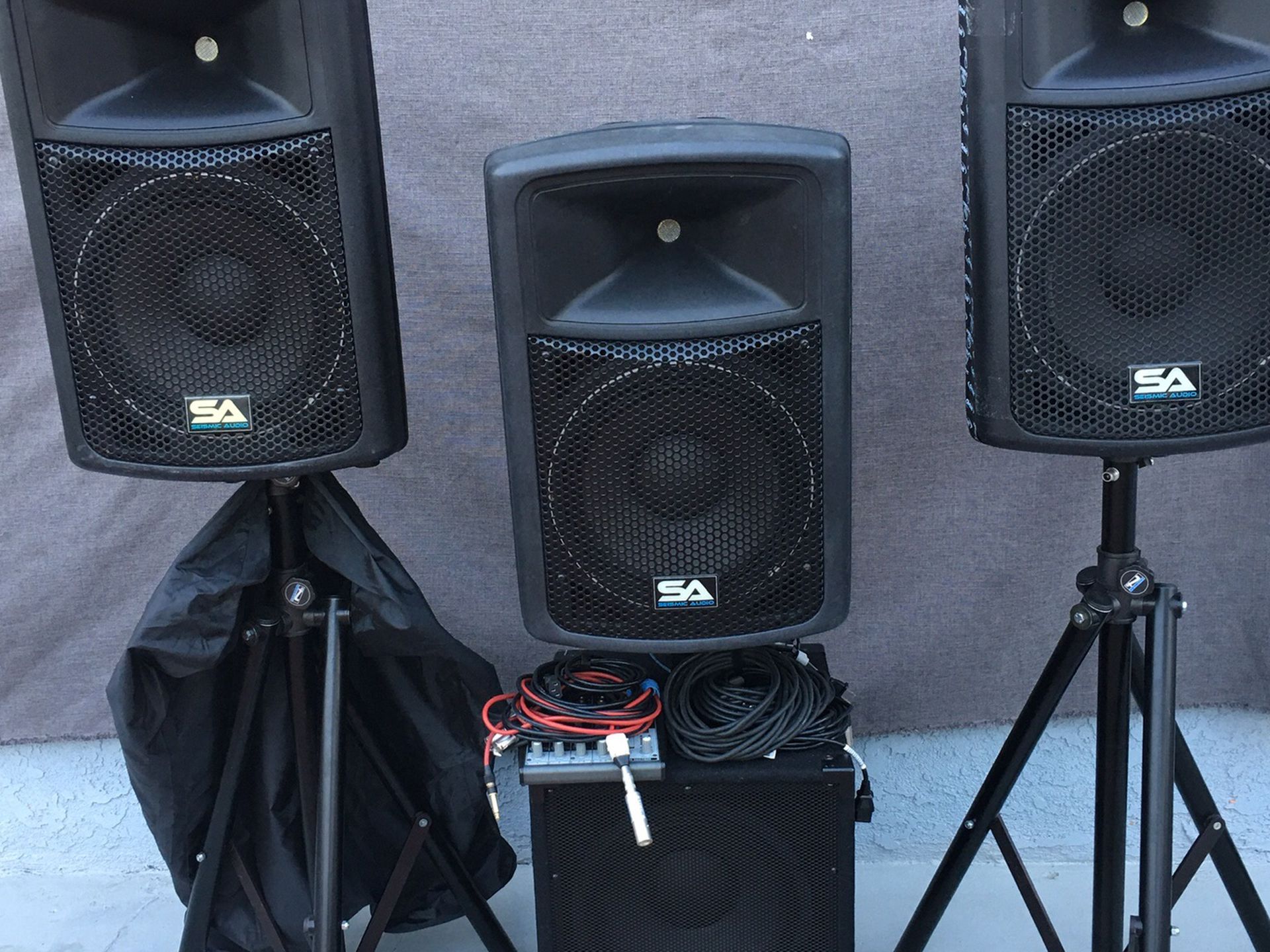 Seismic Audio SA DJ Equipments Powered Speakers Sub System Behringer Xenyx 802 Mixer $$575