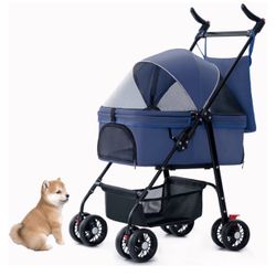 New! 3-in-1 Folding Dog Stroller,Multifunction Dog Cat Jogger Stroller,4 Wheel Foldable Pet Stroller with Detachable Carrier Storage Basket&Storage 