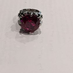 Ed Hardy Red-Purple CZ Stone Ring 