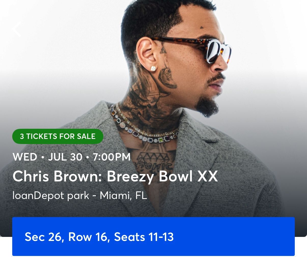 Chris Brown Breezy Bowl Concert Tickets Lower Section Music Summer Walker Bryson Tiller