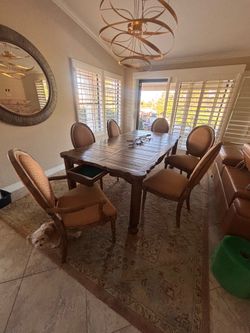 Solid wood table & six chairs