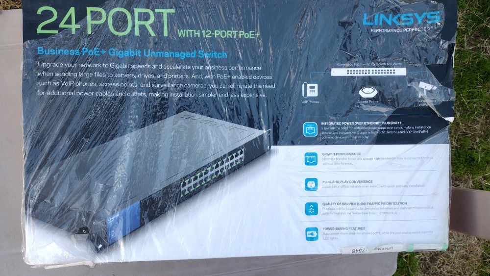 Linksys LGS124P 24 Port Gigabit Unmanaged Network PoE Switch with 12 PoE+